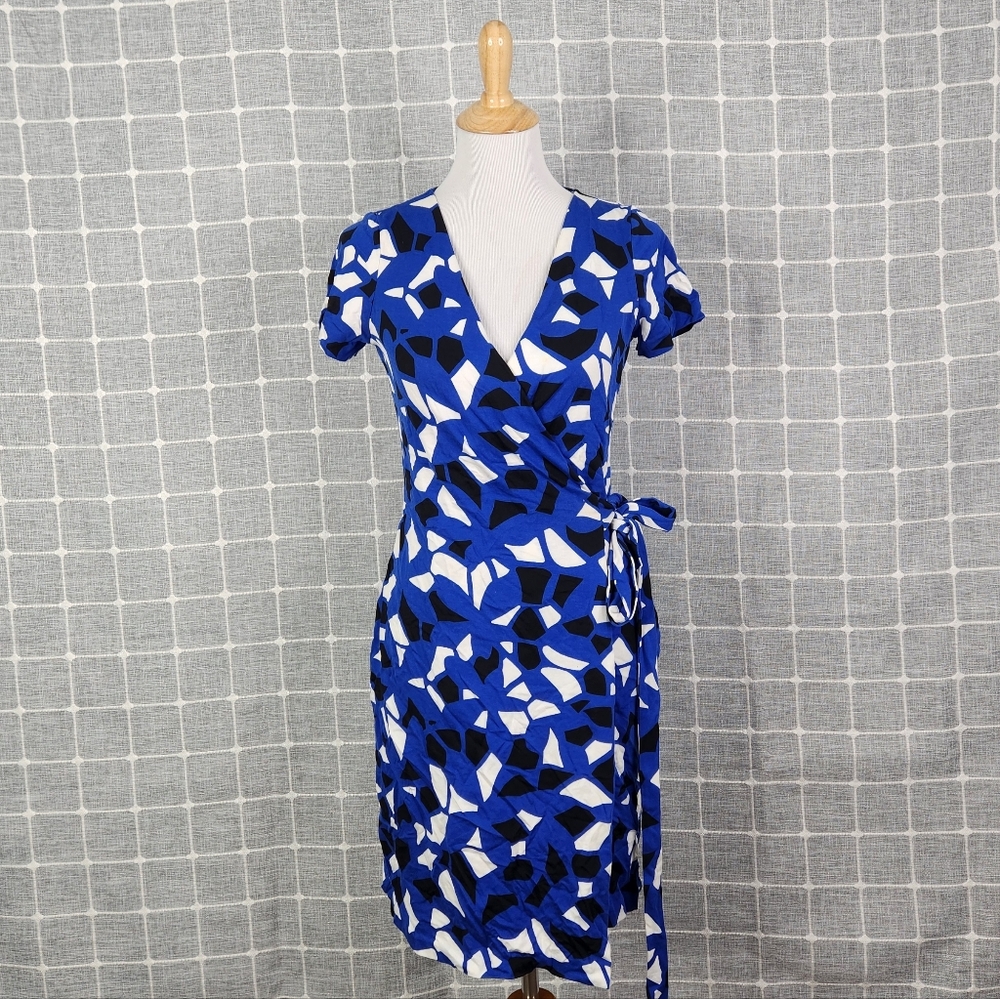 Diane Von Furstenberg Blue and Black Midi Dress